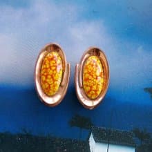 Vintage Jewelry 西洋古董飾品 MATISSE Renoir 對稱黃 夾式耳環