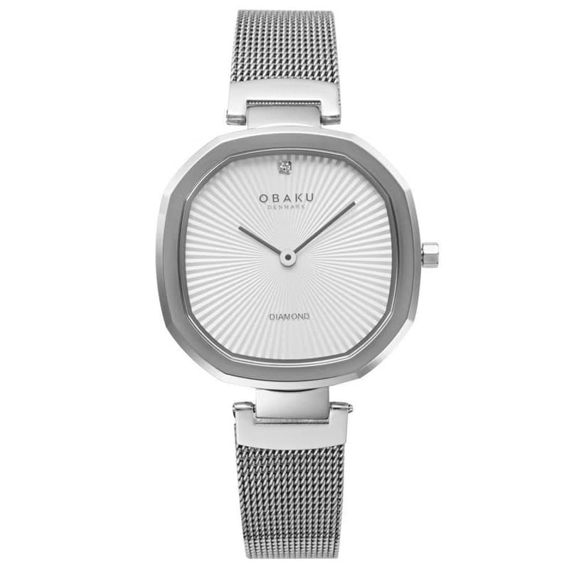 OBAKU 八角哲學淑女晶鑽腕錶-經典銀X白-V277LXCIMC-32mm
