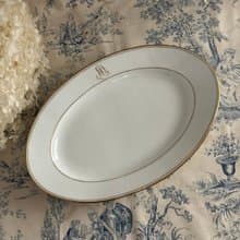 40498-法國百年貴族家徽橢圓深盤