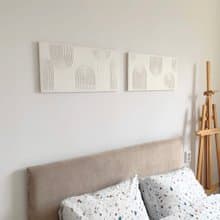 Textured white abstract minimalist art 3D painting Sculptural diptych set