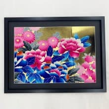 きものアート25　vintage fabric　着物友禅　壁掛けインテリア　和モダン　新築引越祝い made in japan