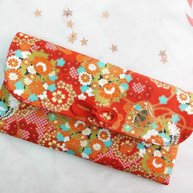 免費繡名字。花開富貴。布紅包袋 / 口罩收納袋