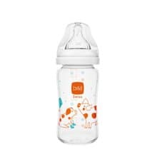 b&h 寬口徑玻璃奶瓶 240ml配貝赫奶嘴 (小豬)