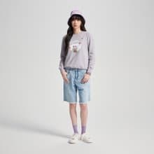 江戶勝 日系 女裝 經典招財貓厚長袖T恤(粉紫色) #上衣