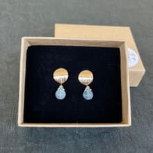 A Lu 天然海藍寶+白水晶 搭配鍍14K金配件耳環 原創手作 限量