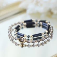 北極星的永夜。冰種黑曜石 茶晶 健康平安避邪雙圈設計水晶手鍊