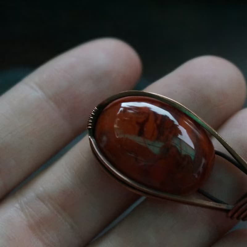 | MC |繞線南紅瑪瑙項鏈 手工編織  復古 wire wrap