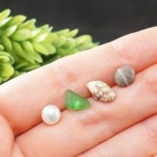Post Earrings Set of 4 Silver Earring Posts Sea Glass Pearl Shell Pebble Studs