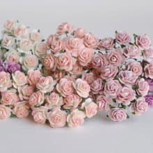 paper flower centerpiece supplies , 100 pcs. Mini rose, size 1.5 cm., pink tone