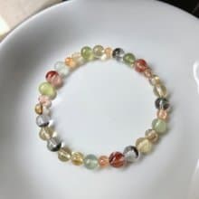 紅膠花 黃水晶 綠幽靈 葡萄石 鈦晶 金太陽 水晶手鍊