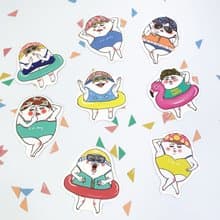 蛋定泳裝派對防水貼紙組(8入)
