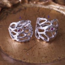 天然紅寶石 手工純銀雕金 戒指 Ruby handmade engraved ring