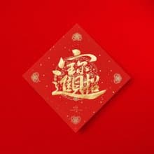 楷書【招財進寶】合體字 手寫春聯 金墨 2025蛇年開運招財