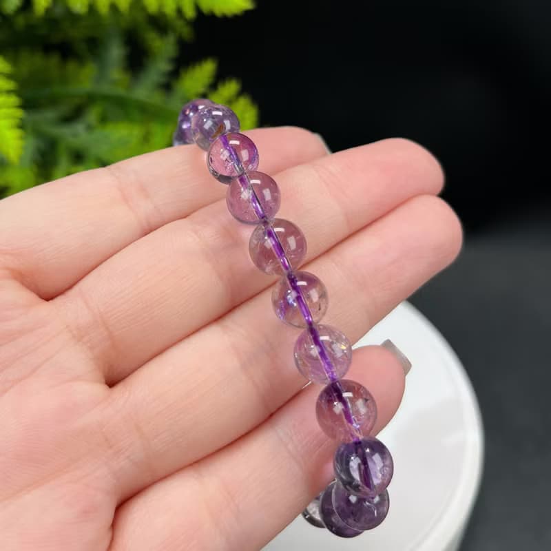 精品天然超七水晶手串9mm冰透紫色超級能量七水晶手環女活力撫慰