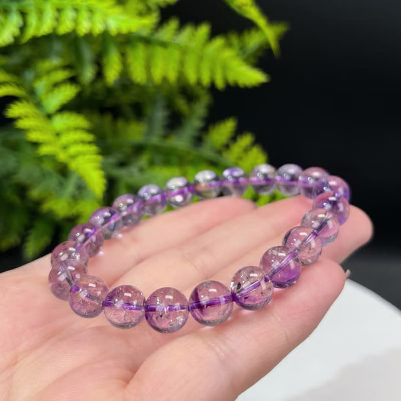 精品天然超七水晶手串9mm冰透紫色超級能量七水晶手環女活力撫慰