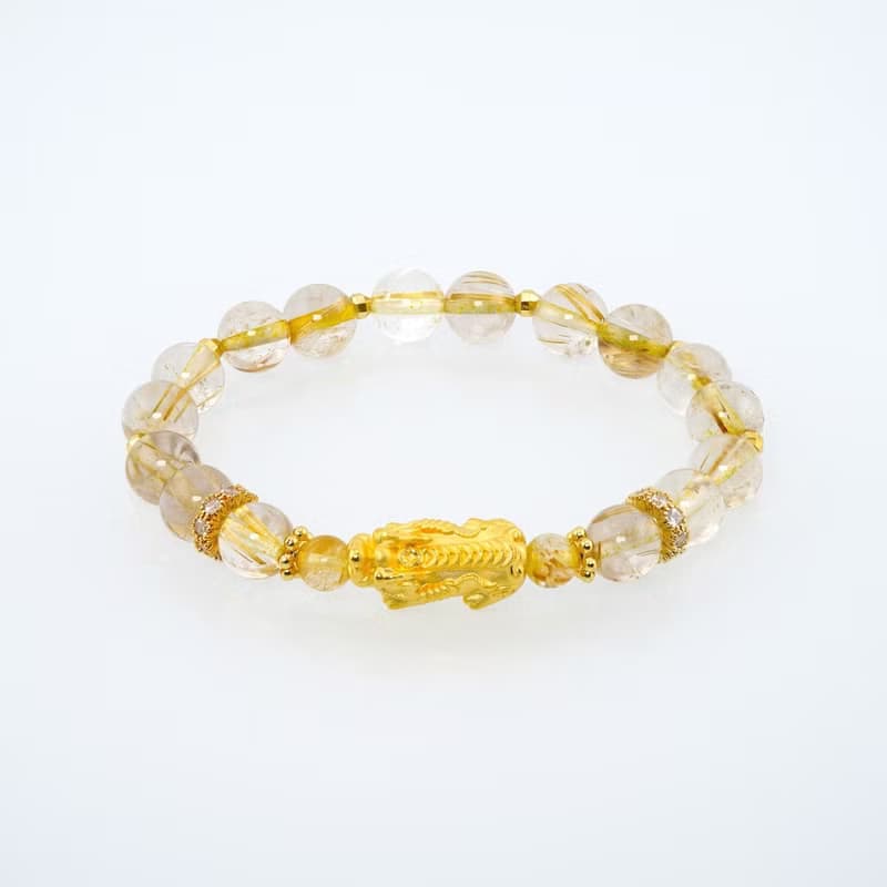 寶麗金珠寶-黃金貔貅鈦晶造型手鍊