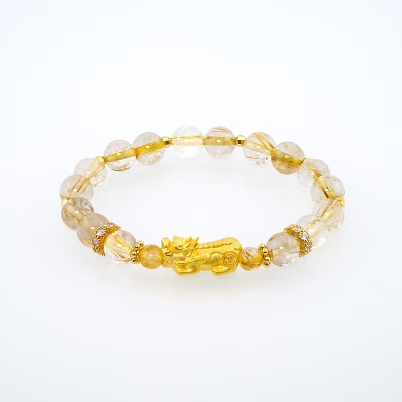 寶麗金珠寶-黃金貔貅鈦晶造型手鍊