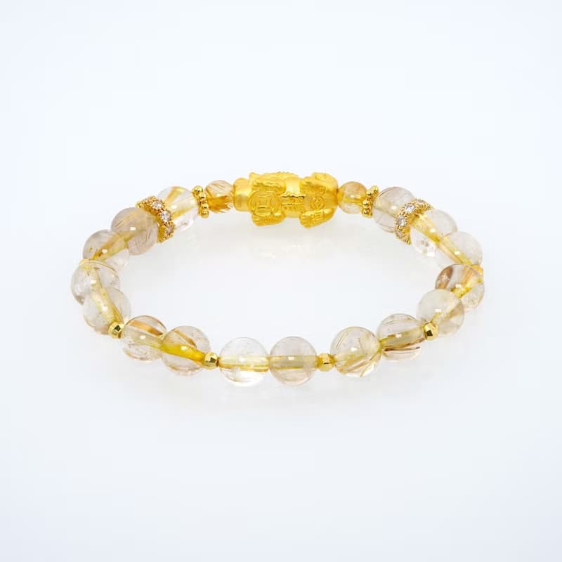 寶麗金珠寶-黃金貔貅鈦晶造型手鍊