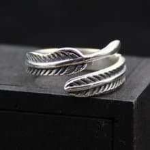 Real S 925 Vulcanized Thai Silver Handmade Black Leaf Open Rings Simple Fashion