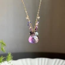 14KGF 大顆紫水晶項鍊 獨一無二 / 堇青石 坦桑石 月光石 托帕石
