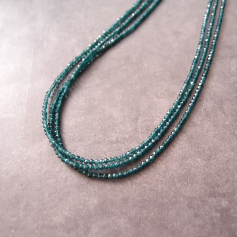 【K14gf】Blue Green Jade Necklace ブルーグリーンジェード ３連ネックレス
