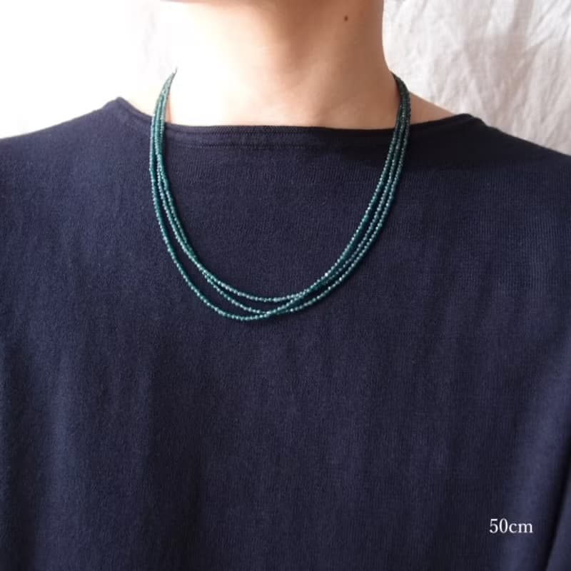 【K14gf】Blue Green Jade Necklace ブルーグリーンジェード ３連ネックレス