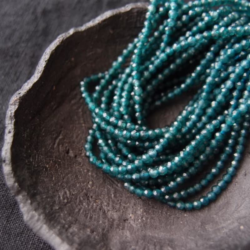 【K14gf】Blue Green Jade Necklace ブルーグリーンジェード ３連ネックレス