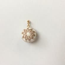 日本的傳統工藝 手鞠球 刺繍 耳環 幾何 白 米色 莫蘭迪色系