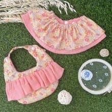 小雛菊花花l荷葉雙層圍兜l蛋糕裙圍兜l彌月禮盒