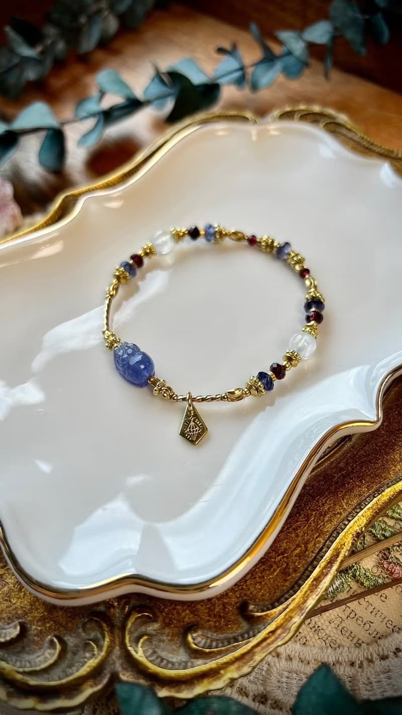 -坦桑靈獸-天然水晶手鏈/黃銅手鍊