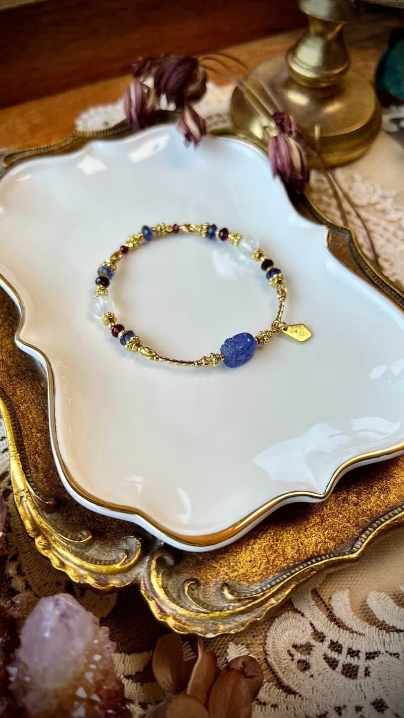 -坦桑靈獸-天然水晶手鏈/黃銅手鍊