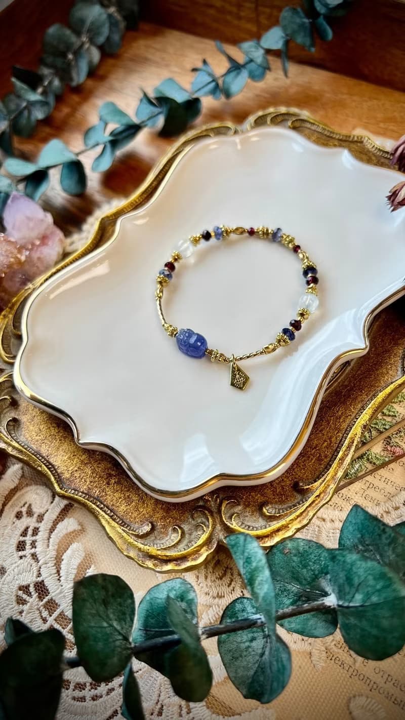 -坦桑靈獸-天然水晶手鏈/黃銅手鍊