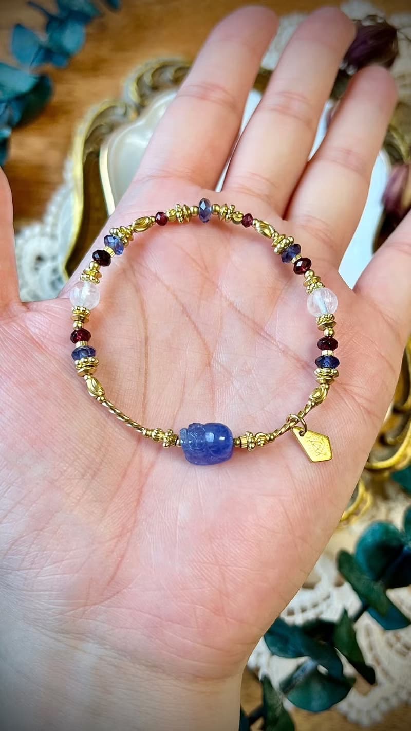 -坦桑靈獸-天然水晶手鏈/黃銅手鍊