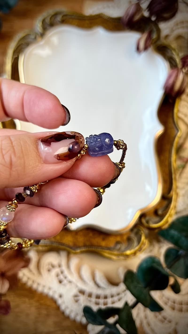 -坦桑靈獸-天然水晶手鏈/黃銅手鍊