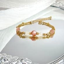 月映澄光氣質雙鍊手鍊 - 18K金醫療鋼配飾/澄月光/白月光