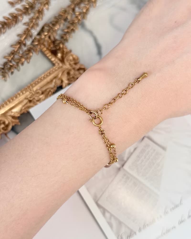 月映澄光氣質雙鍊手鍊 - 18K金醫療鋼配飾/澄月光/白月光