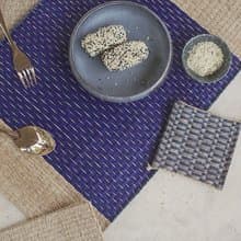 Set 2, Navy purple stripe Housewarming Gifts, placemat, table mat, jute platemat