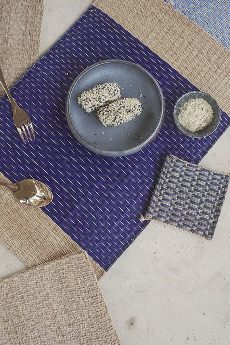 Set 2, Navy purple stripe Housewarming Gifts, placemat, table mat, jute platemat