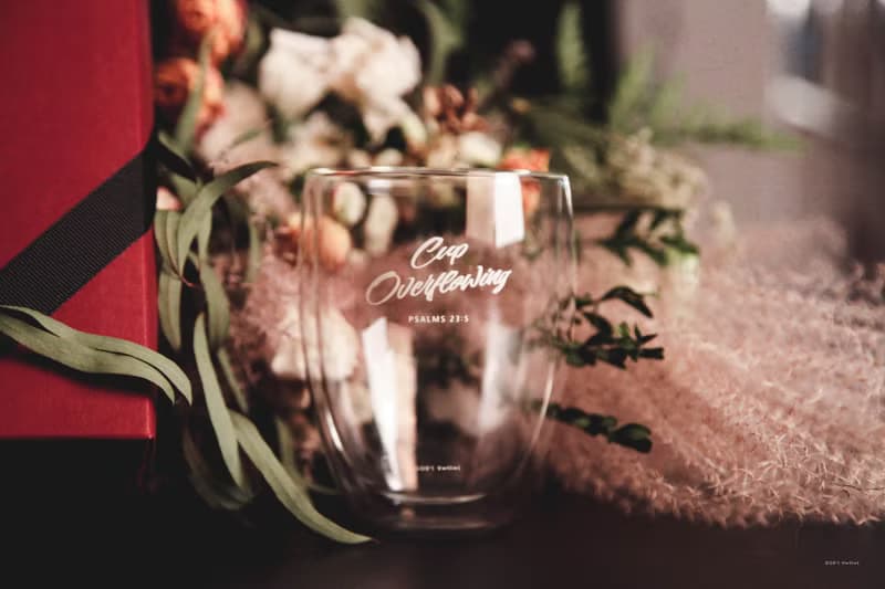 福杯滿溢 雙層玻璃杯 玻璃杯 福音禮品  2入組