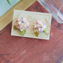 繡球花 • 三色 - 貼耳款手工樹脂耳環飾品禮物