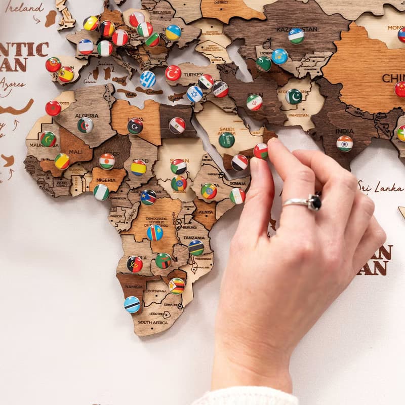 Panel Wall Art, Wooden World Map Wall Art, Apartment Decor, Christmas Gift