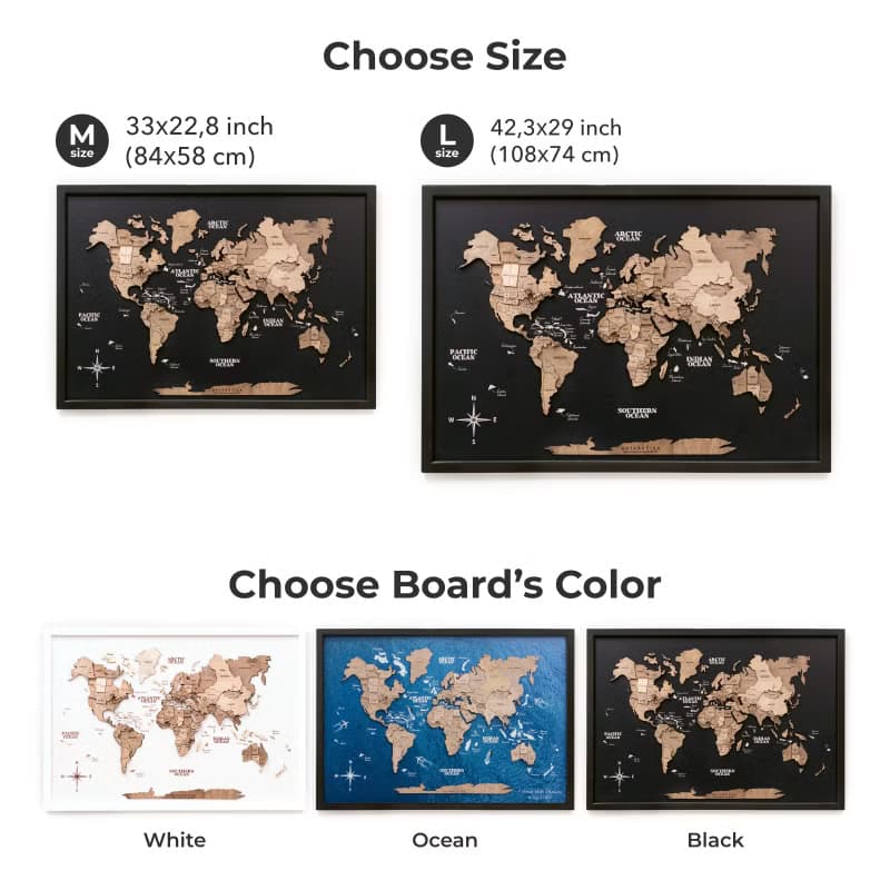 Panel Wall Art, Wooden World Map Wall Art, Apartment Decor, Christmas Gift