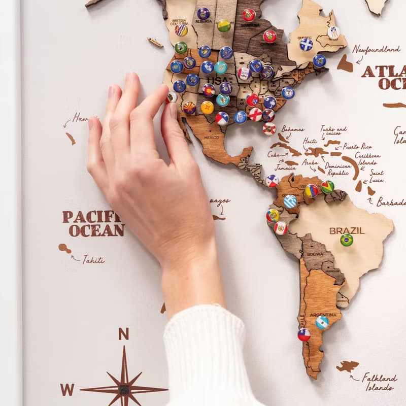Panel Wall Art, Wooden World Map Wall Art, Apartment Decor, Christmas Gift