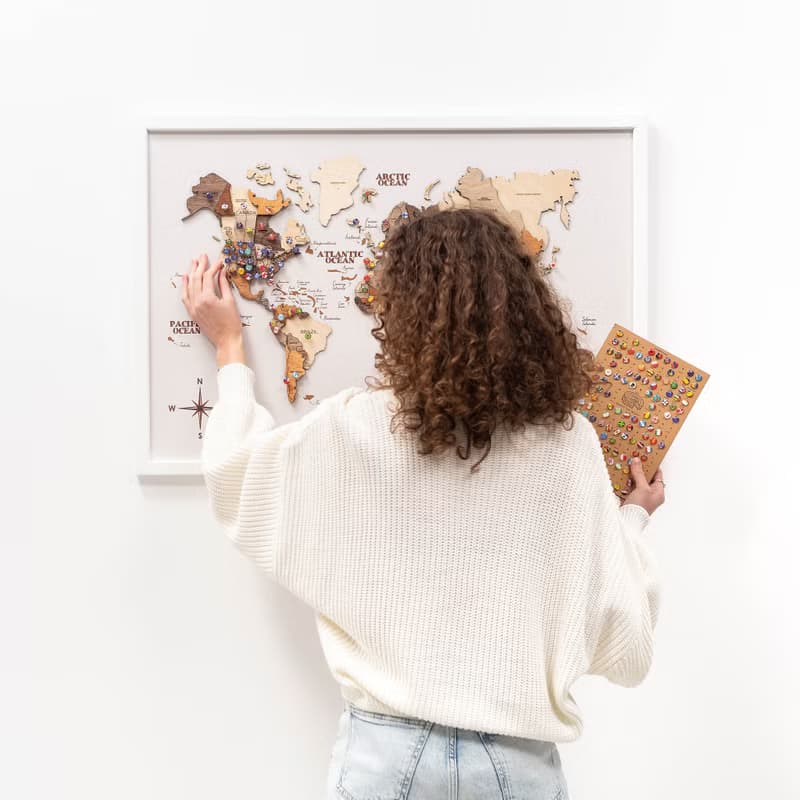 Panel Wall Art, Wooden World Map Wall Art, Apartment Decor, Christmas Gift