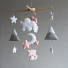 Baby mobile girl, Fox mobile, Woodland baby mobile, Pink nursery decor