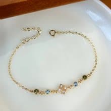 14K包金 菱形蕾絲鋯石手鍊 手環 14KGF