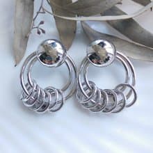 Vintage Jewelry 西洋古董飾品 銀色調 經典 個性環圈 針式耳環