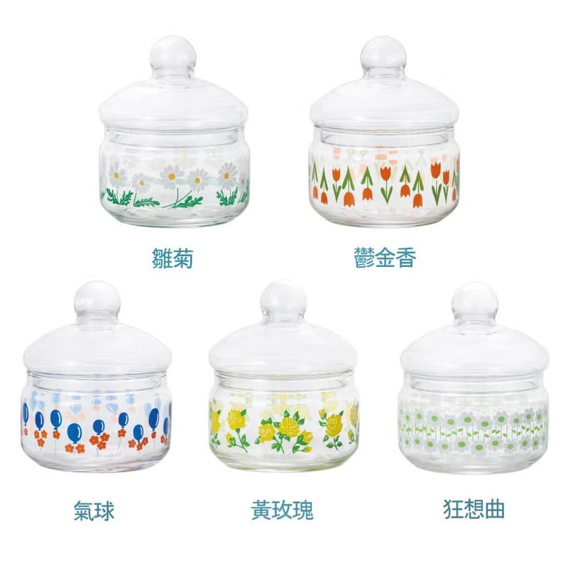 【兩件75折】日本ADERIA 昭和復古花朵玻璃罐360ml-多款