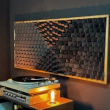 Acoustic Panel - 3D Wood Wall Art - Black Artwork Diffuser - Music Studio Decor