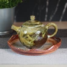 【送禮好物】200ml 上釉柴燒 手拉坯茶壺 鶯歌名家葉敏祥作品
